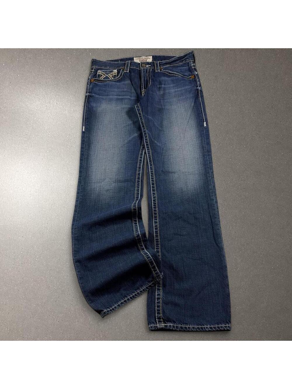 Y2K Grunge Archive Big Star Dark Wash Bootcut Jeans - Fits 33x32! - Picture 2 of 5